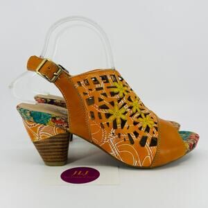 L'Artiste Spring Step Women's Eclipsing Orange Slingback Sandals Size 38/ 7.5-8